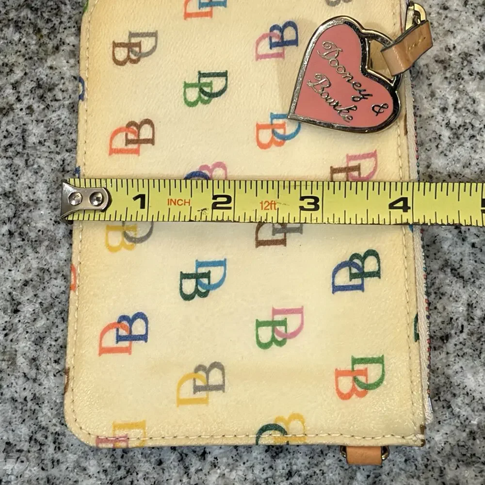 VTG Y2K DOONEY & BOURKE Cream/Yellowed Rainbow Monogram IT Col Change/Coin Purse